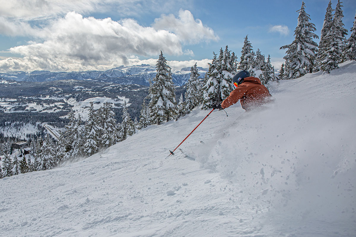 Patagonia Storm Shift Jacket (skiing in deep powder)