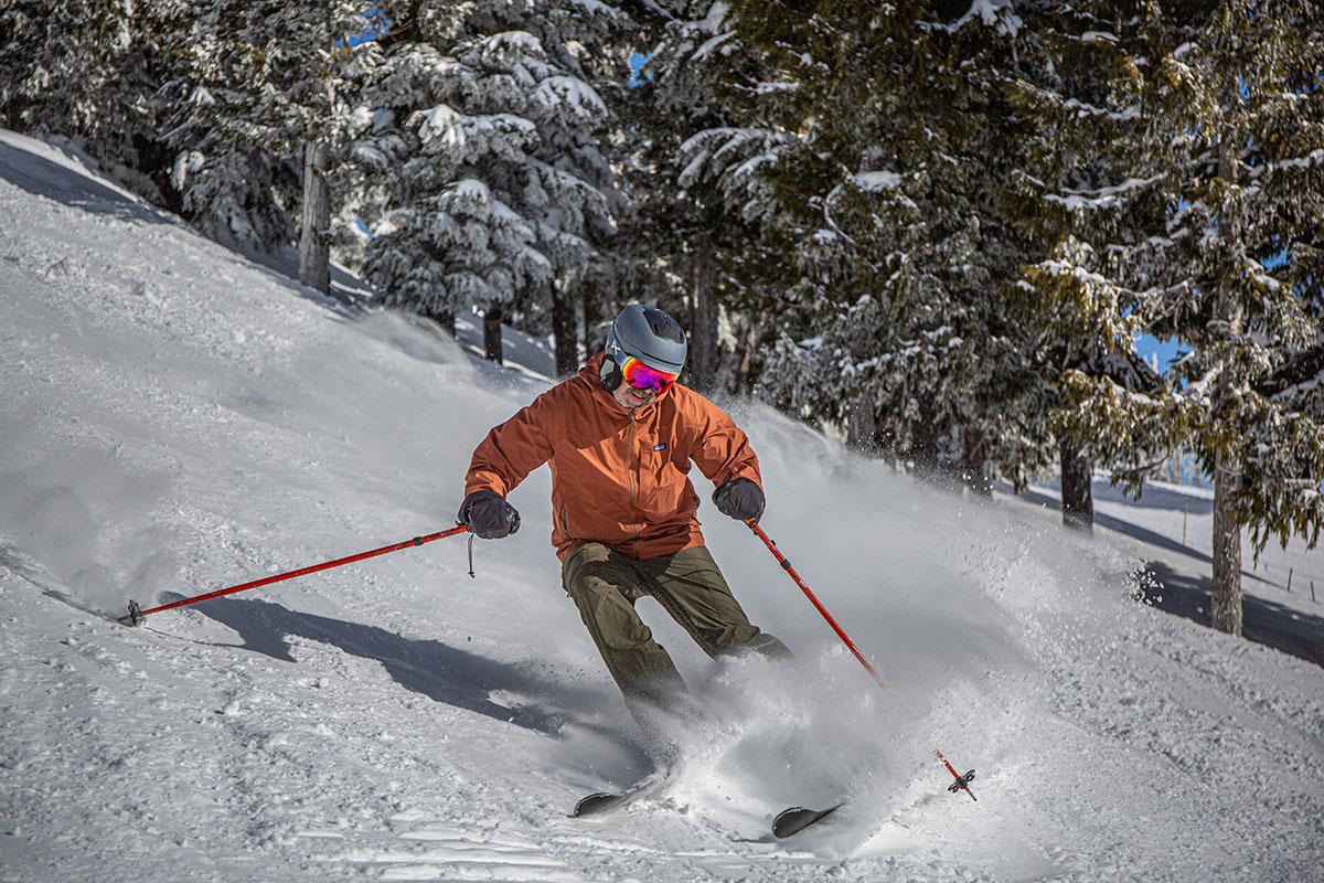 Patagonia Storm Shift Jacket (turning in powder)