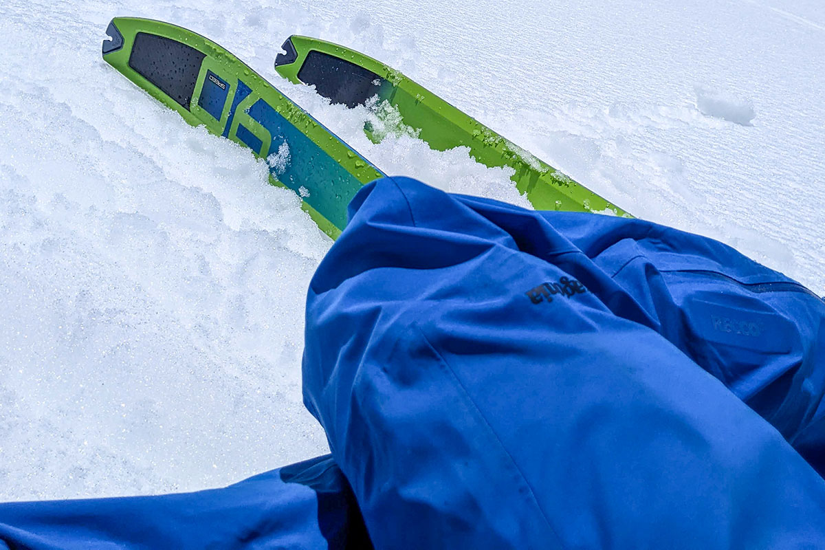 Patagonia Stormstride Pants (sitting on snow)