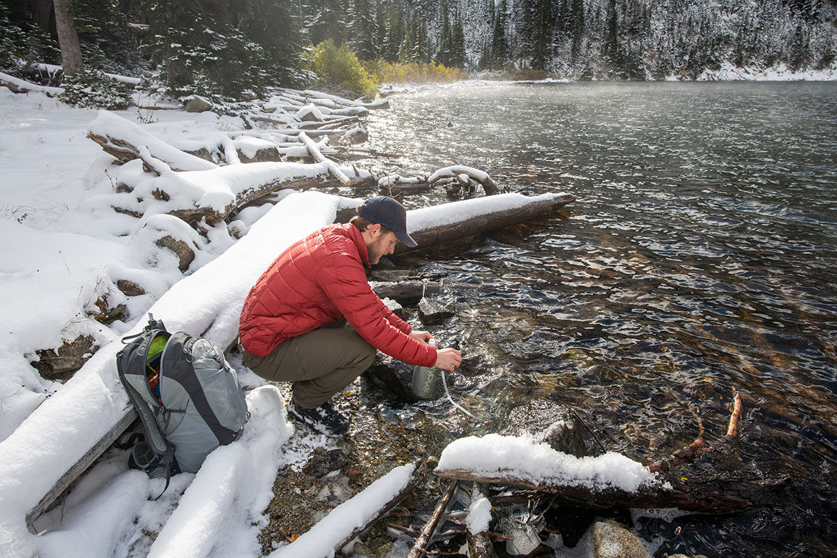 REI Co-op 650 Down Jacket 2.0 (filtering water)