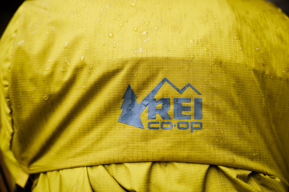 REI Co-op Flash 55 backpack (logo closeup)
