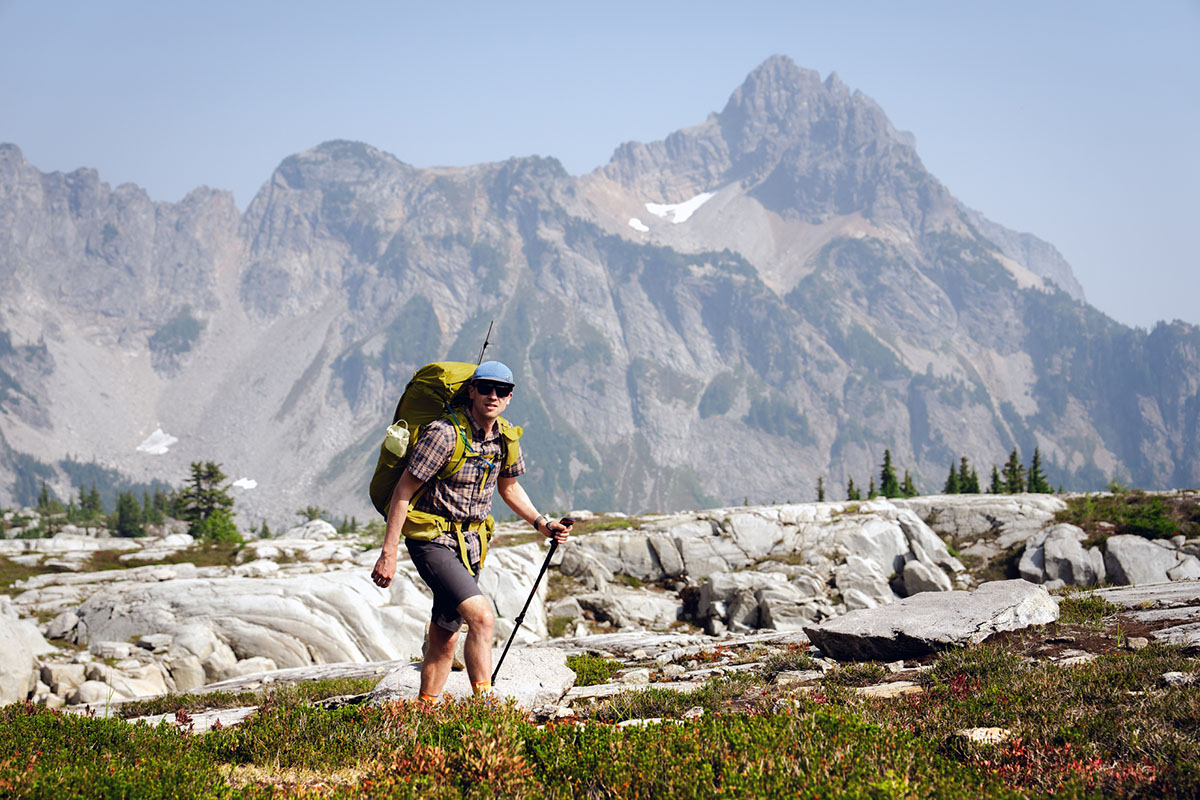 REI Co-op Flash 55 backpack (mountain backdrop)