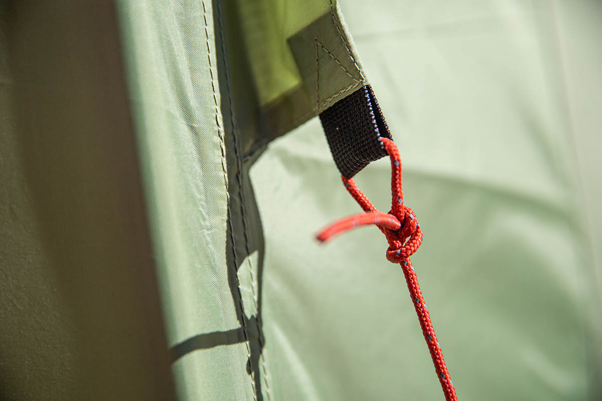 ​​REI Co-op Skyward 4 camping tent (guyline closeup)