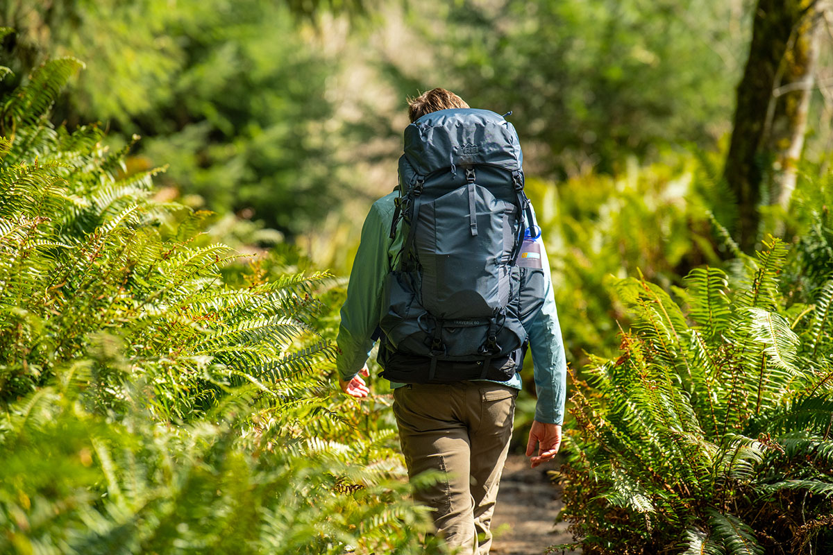 REI Co-op Traverse 60 backpack (from behind)