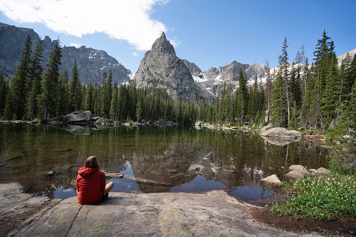 Rab Microlight Alpine down jacket (overlooking Crater Lake in Indian Peaks)