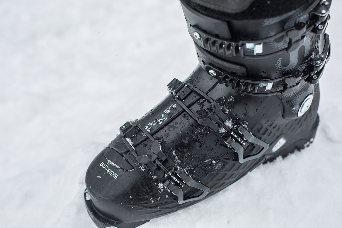 Rossignol Alltrack Elite 130 LT ski boot (buckles closeup)