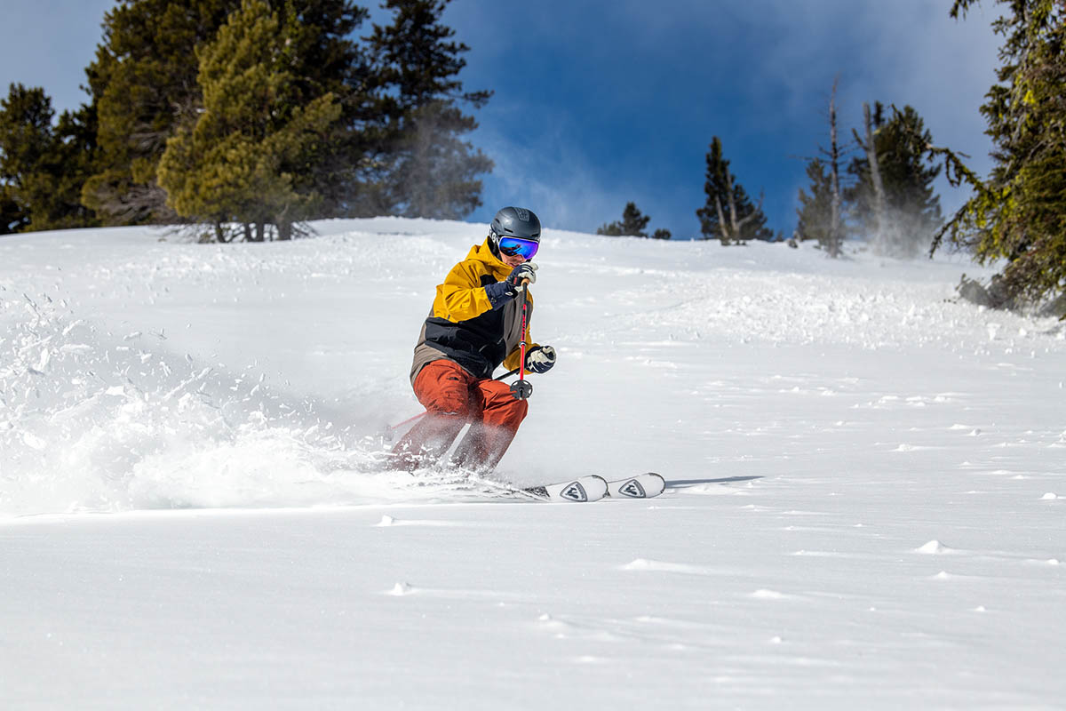 Rossignol Experience 86 Ti skis (midway through turn in powder)