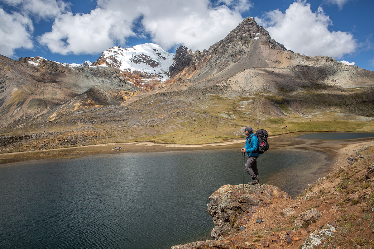 Salewa Mountain Trainer Lite Mid GTX hiking boot (overlooking lake)