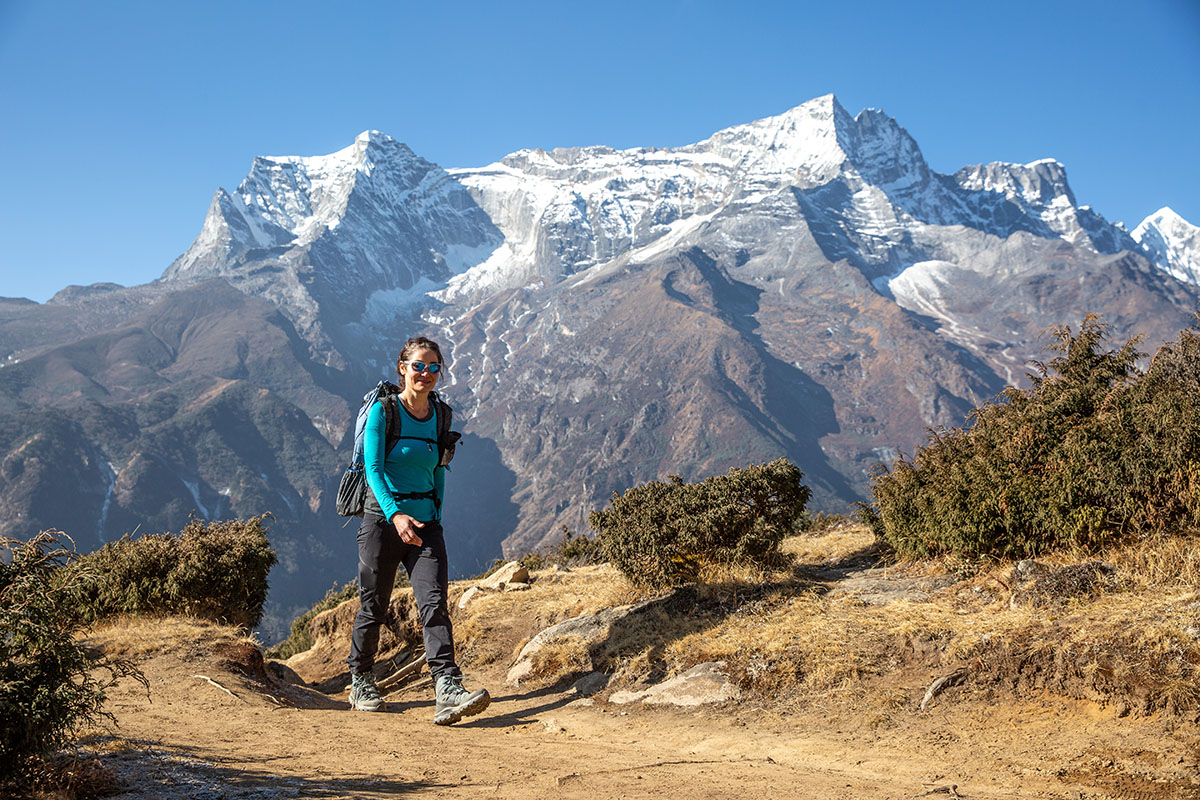 ​​Salomon Quest 4 GTX hiking boots (hiking on sunny day in Nepal)