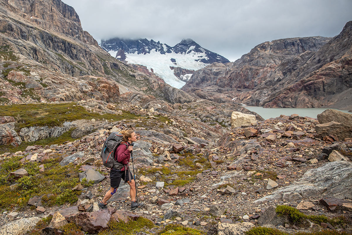 Salomon X Ultra 4 GTX Mid (hiking with glacier in the background)