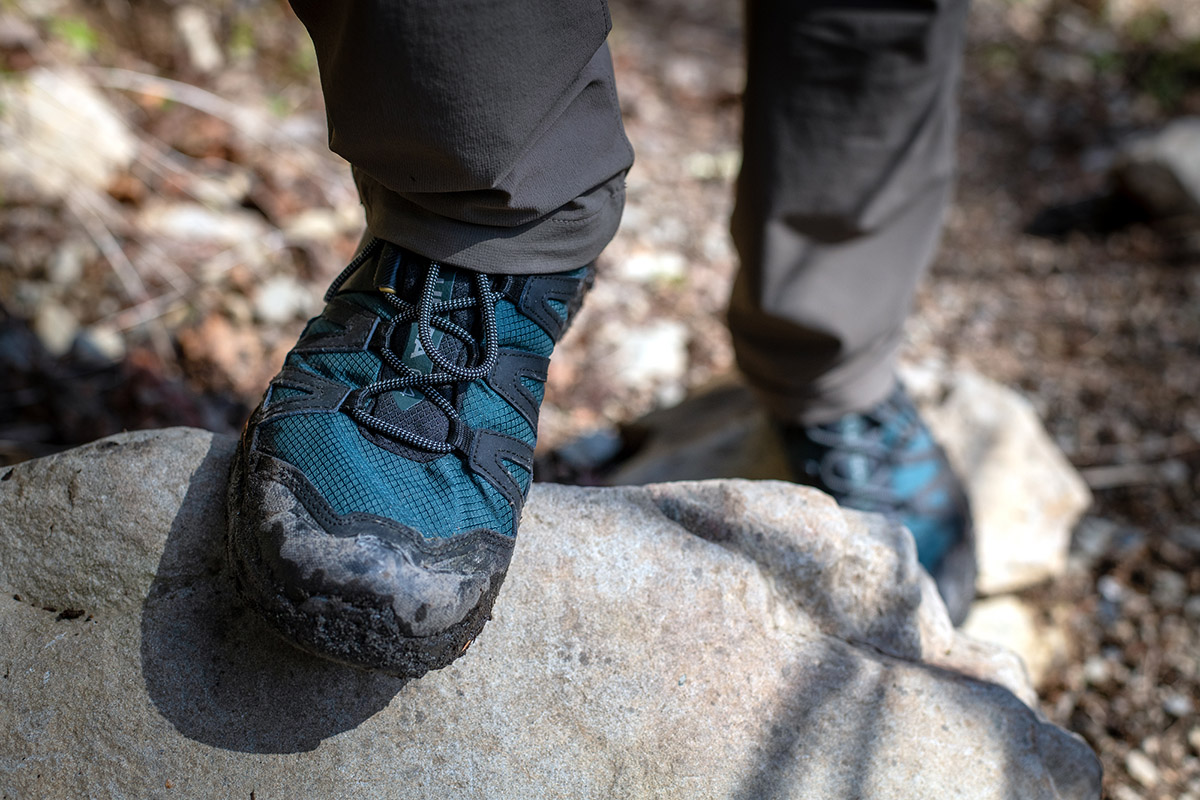Salomon X Ultra 4 Mid hiking boot (closeup of upper)