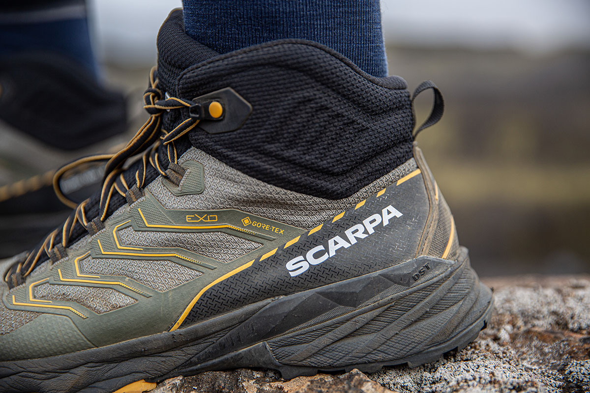Scarpa Rush Mid 2 GTX hiking boots (logo closeup)