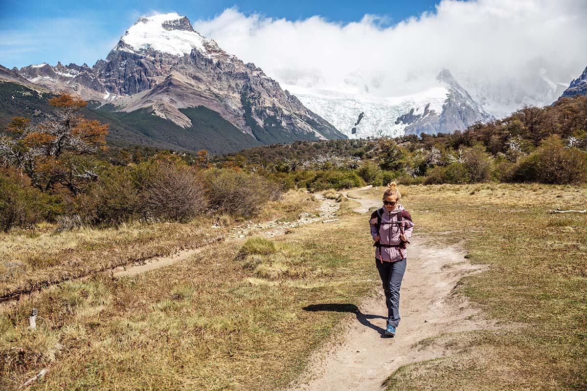 Scarpa Rush hiking shoe (hiking on trail in Patagonia)