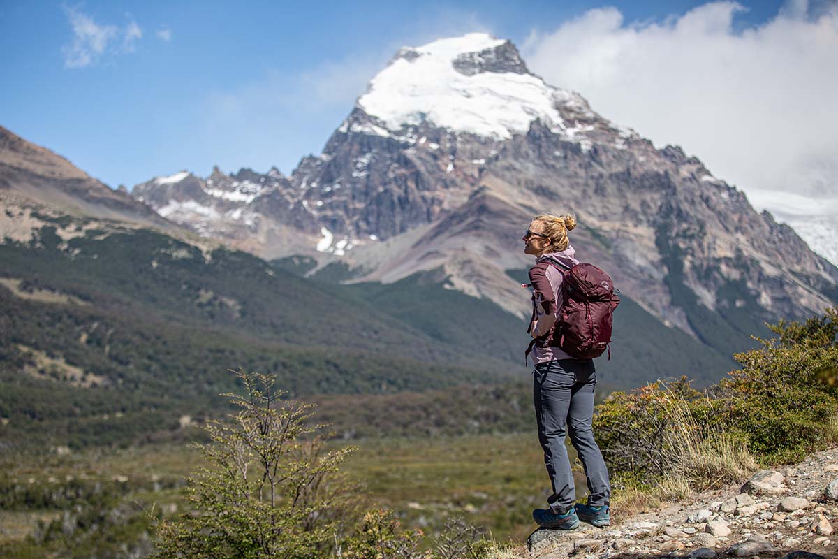 Staring at Cerro Solo while hiking in Patagonia (Scarpa Rush hiking shoes)