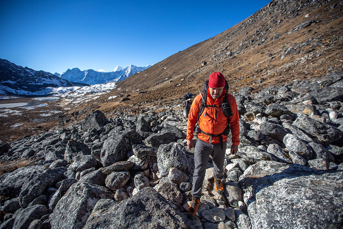 Scarpa Zodiac Tech GTX boot (crossing rocks in Nepal)