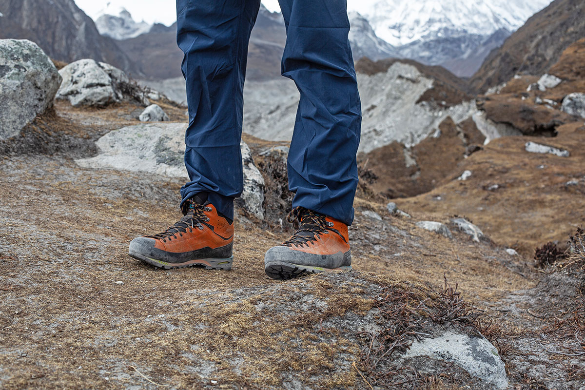 Scarpa Zodiac Tech GTX boot (standing in front of mountains)