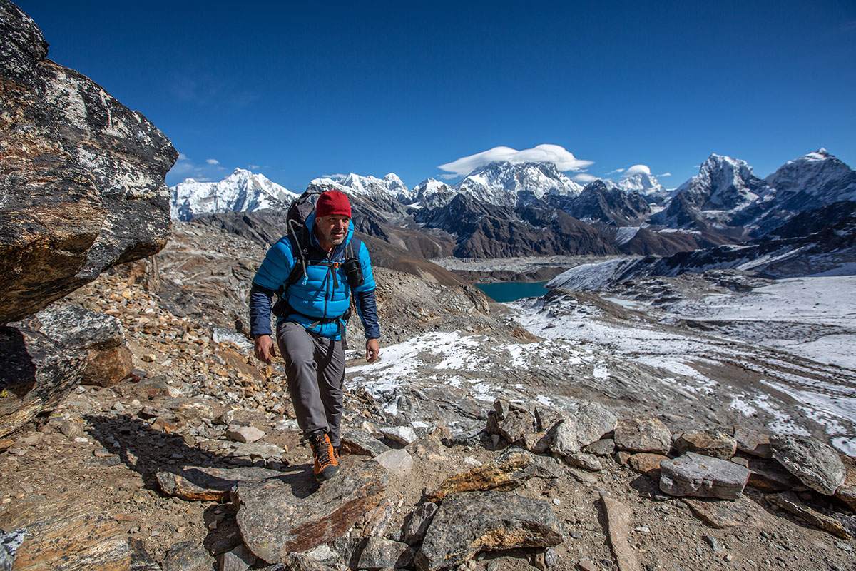 Scarpa Zodiac Tech GTX boot (stepping onto rock while backpacking)