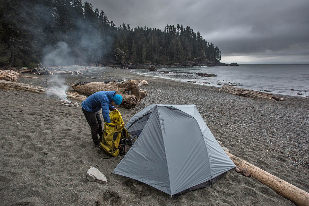 Sea to Summit Alto TR2 backpacking tent (pitched on beach)