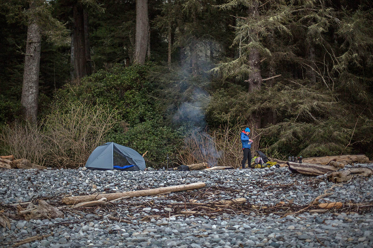 Sea to Summit Alto TR2 backpacking tent (rocky beachfront)