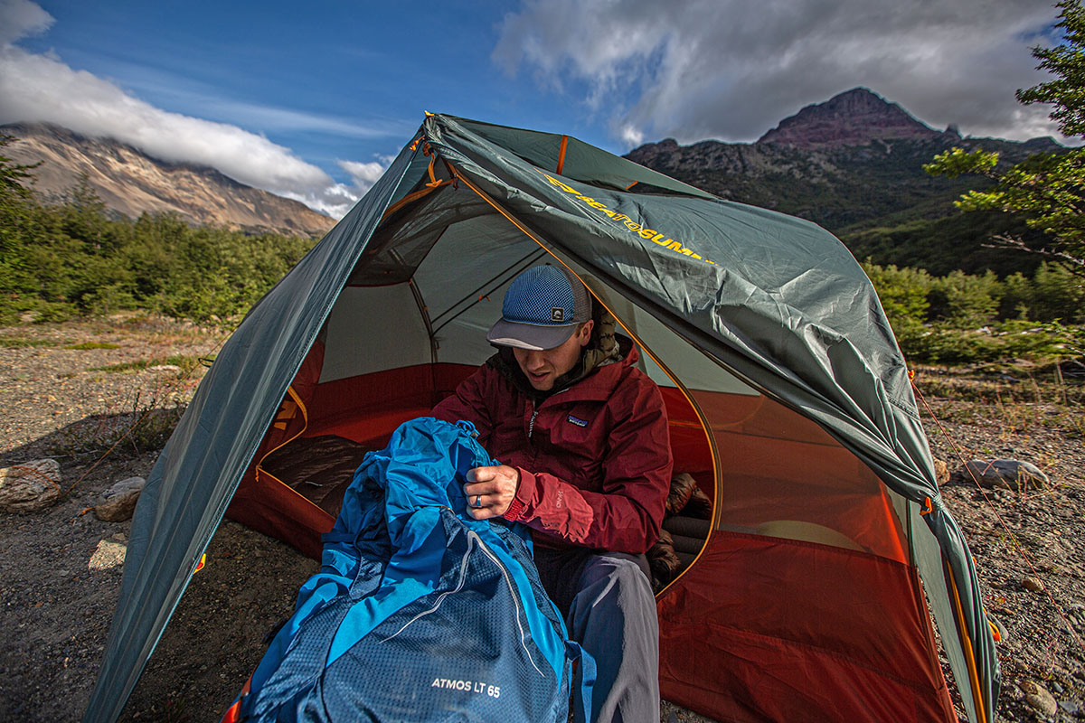 ​​Sea to Summit Ikos TR2 tent (reaching into backpack)