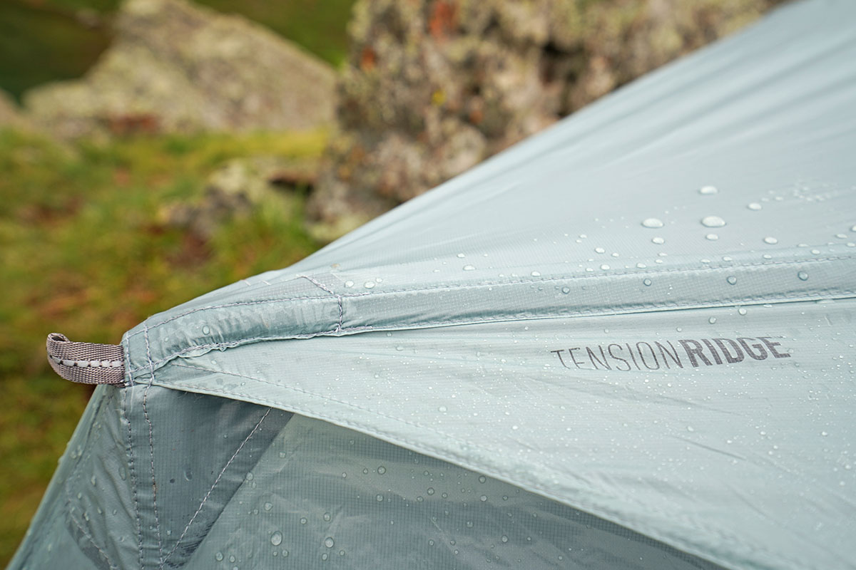 Sea to Summit Telos TR2 backpacking tent (Tension Ridge in rain)