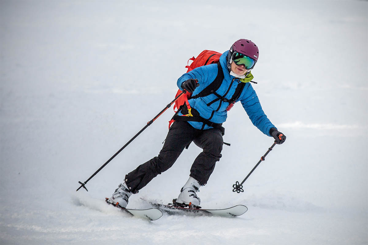 Smith Vantage (skiing with avy pack)