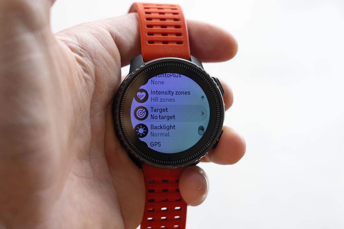 Backlit watch display (Suunto Vertical Titanium Solar)