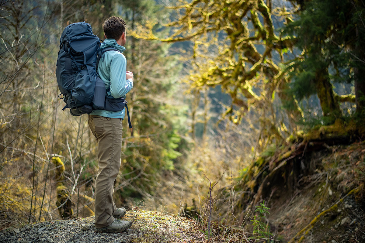 The North Face Vectiv Exploris hiking shoe (standing on trail)