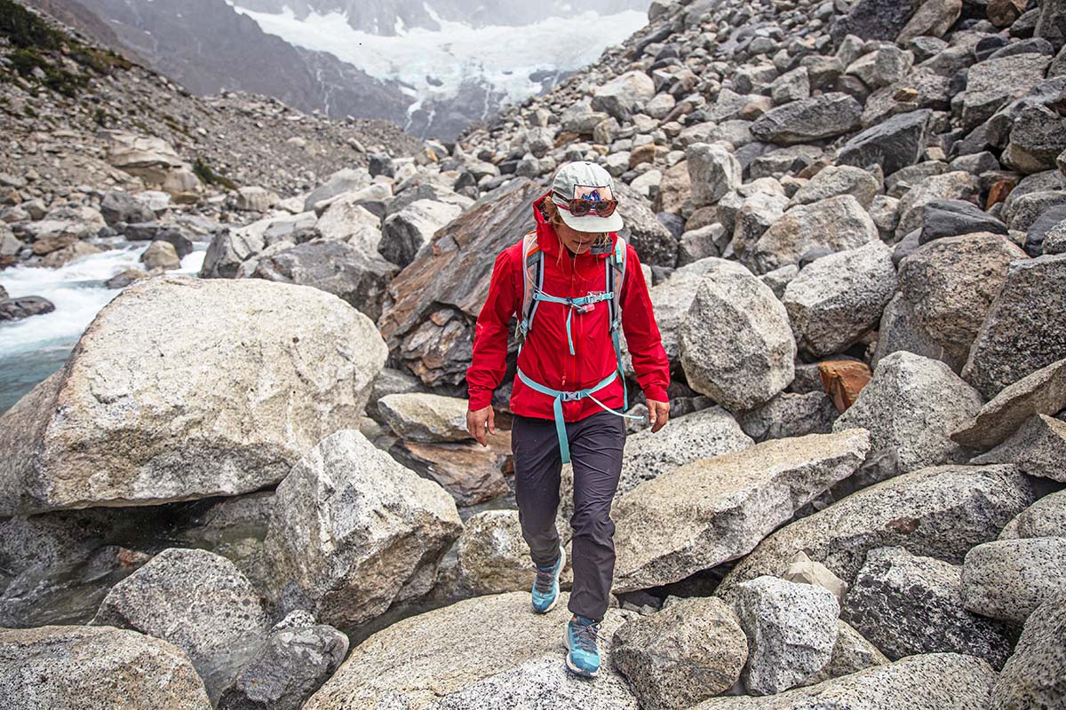 Boulder hopping in Patagonia (The North Face Vectiv Fastpack Futurelight hiking shoes)