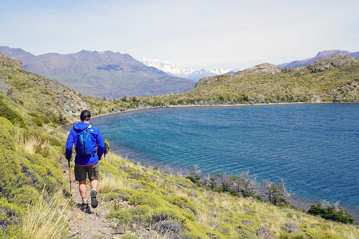 The North Face Ventrix Hoodie synthetic insulated jacket (hiking toward lake)