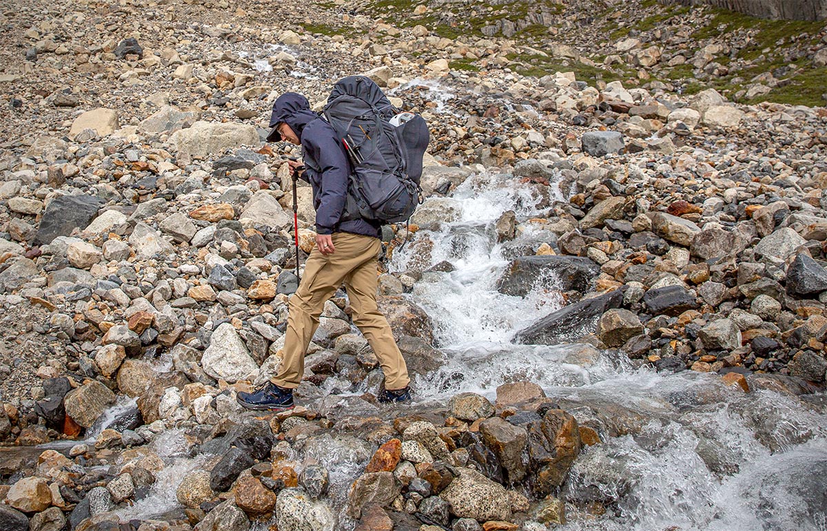 Topo Athletic Trailventure hiking boot (crossing stream)