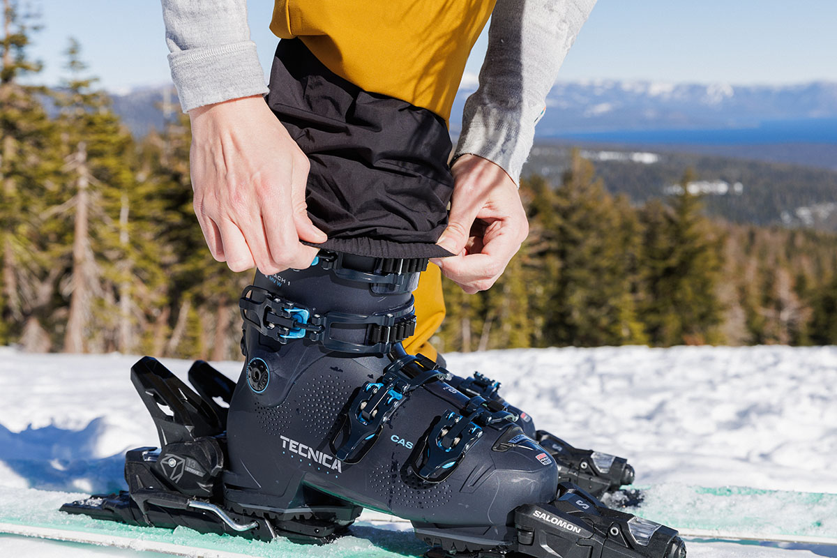 Trew Gear Astoria ski bib (internal gaiters over boots)