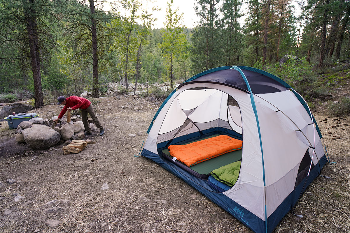 Camping gear (inside REI Base Camp tent)