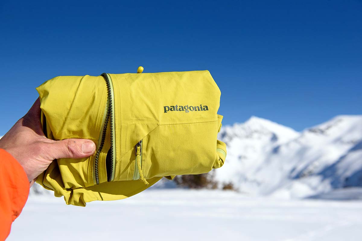 Hardshell vs. Softshell Jacket (Patagonia Pluma packed size)
