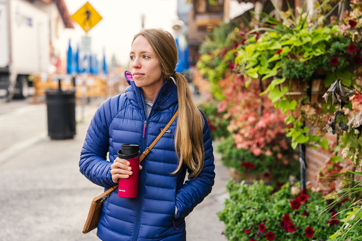 Down jacket (walking around town in Patagonia Down Sweater Hoody)