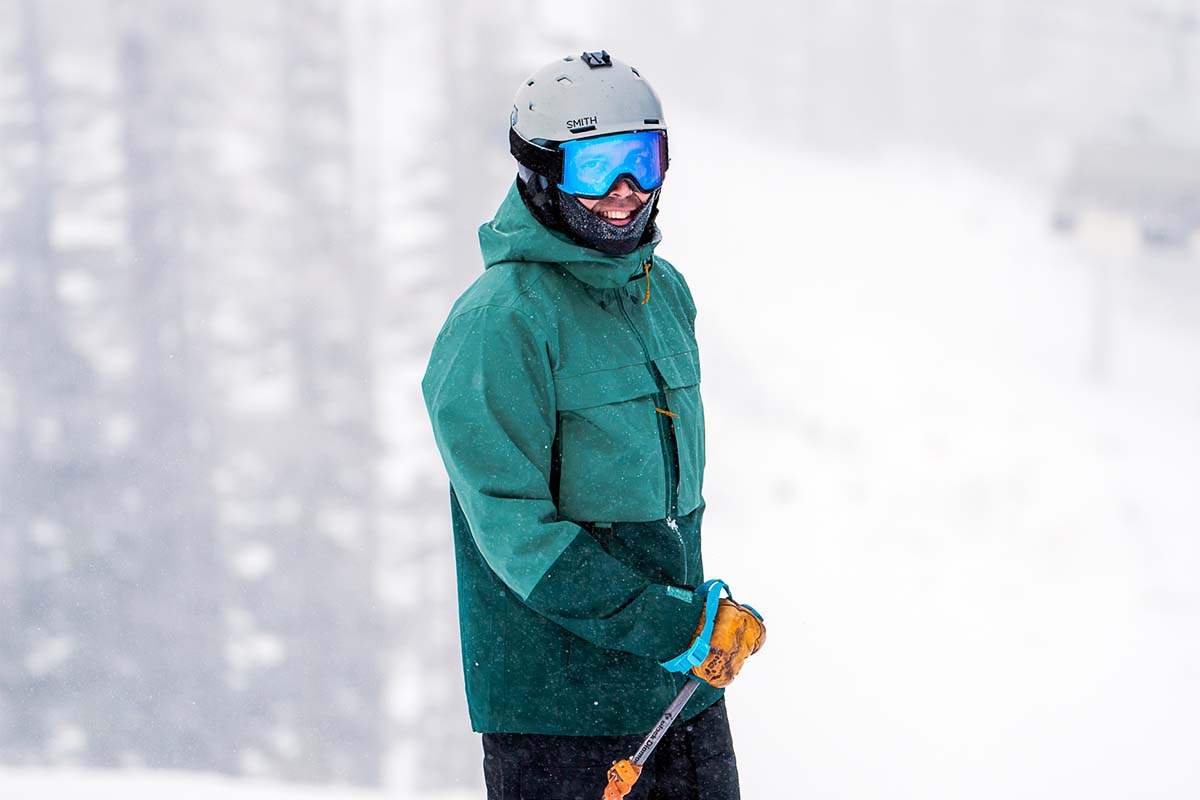 How to Choose a Ski Jacket (standing on slope wearing REI First Chair GTX)