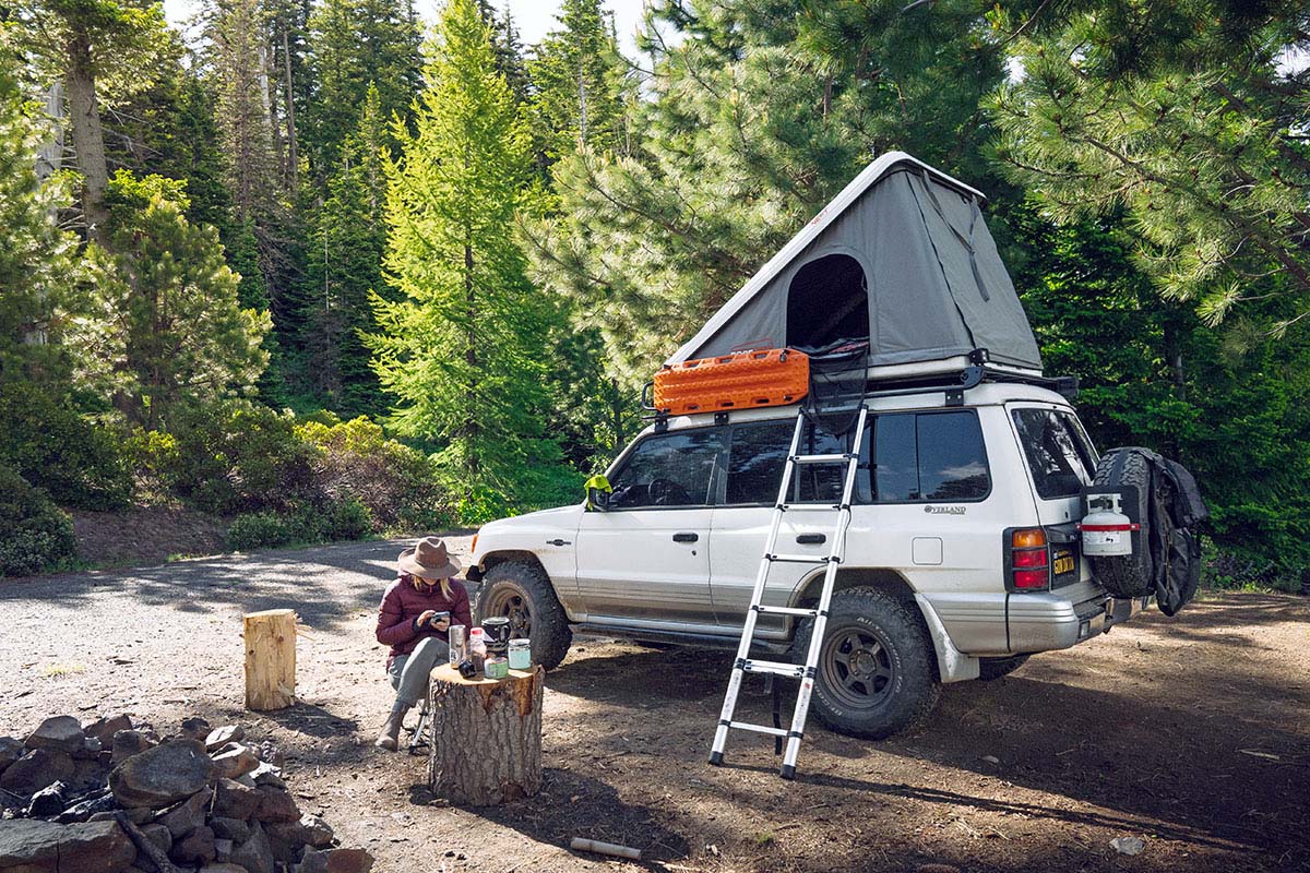 Roofnest Sparrow Eye rooftop tent (parked in camp)