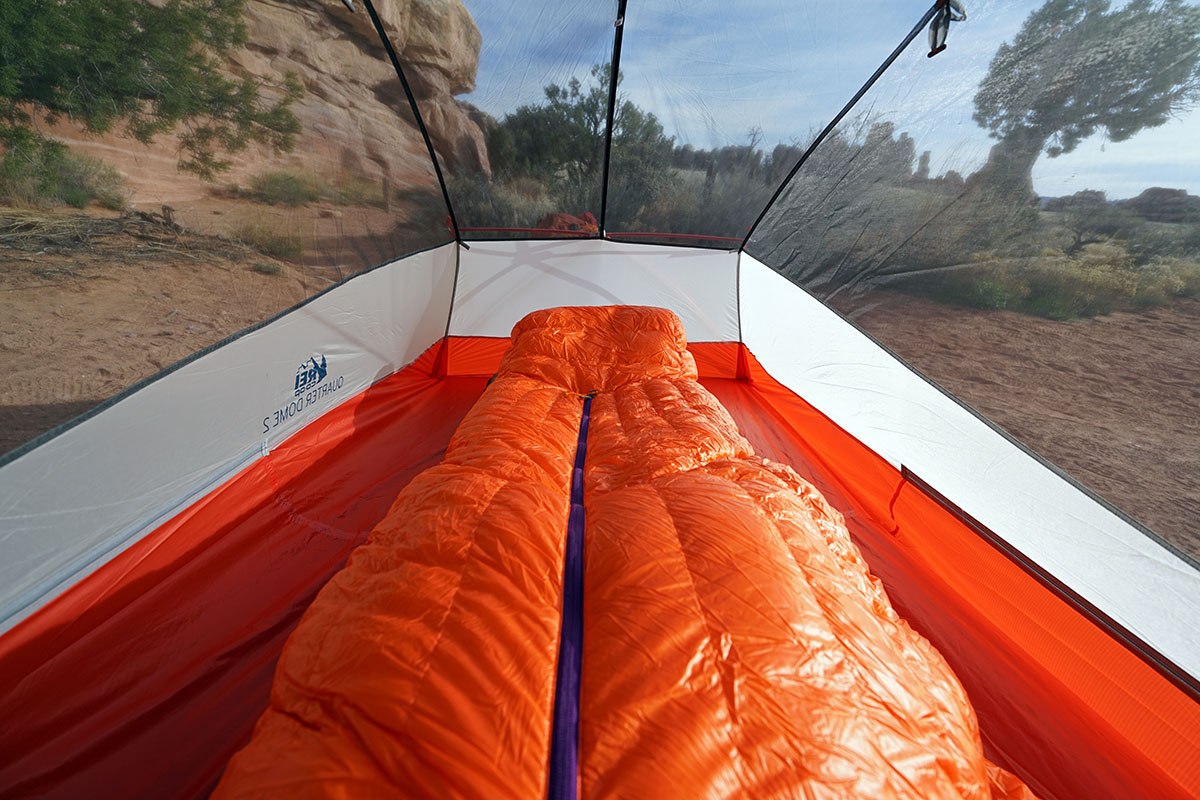 Patagonia 850 Down Sleeping Bag (in tent)