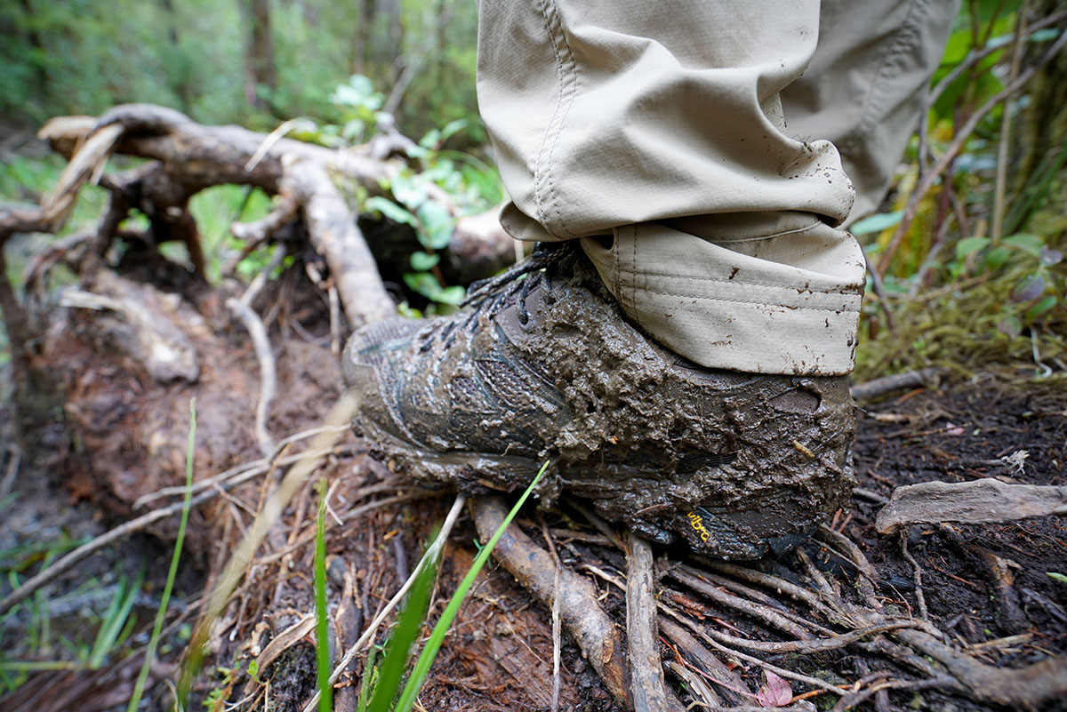 Waterproof hiking shoes (standing in mud)