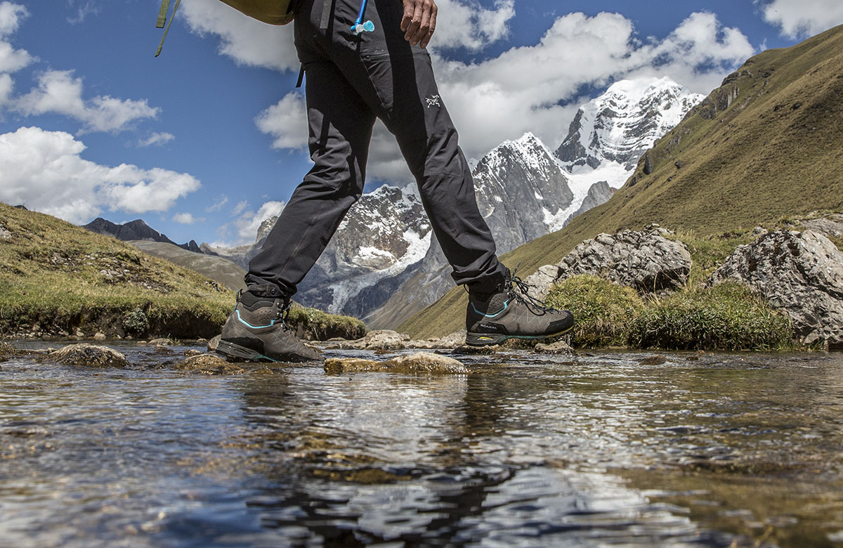 Waterproof hiking boot (Scarpa Zodiac Plus stream crossing)