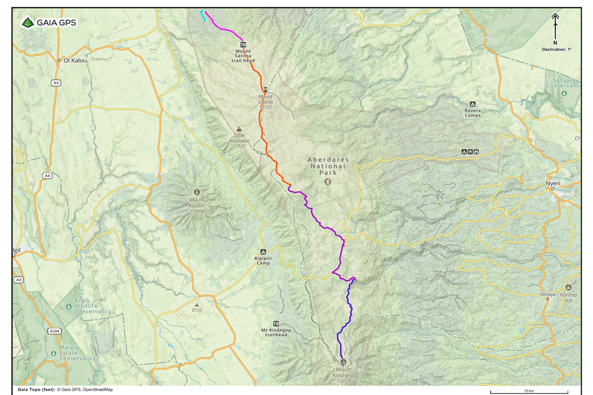 Overview of our trekking route