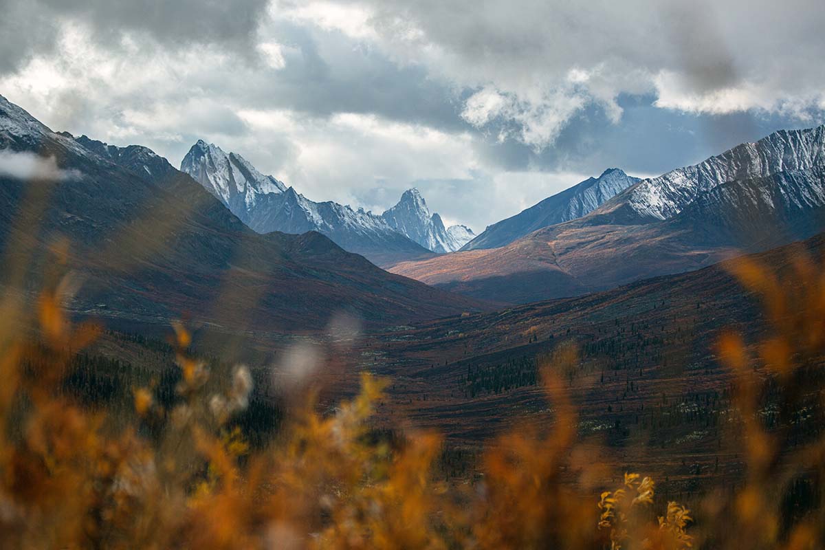 Autumn view of peaks near Dempster Highway