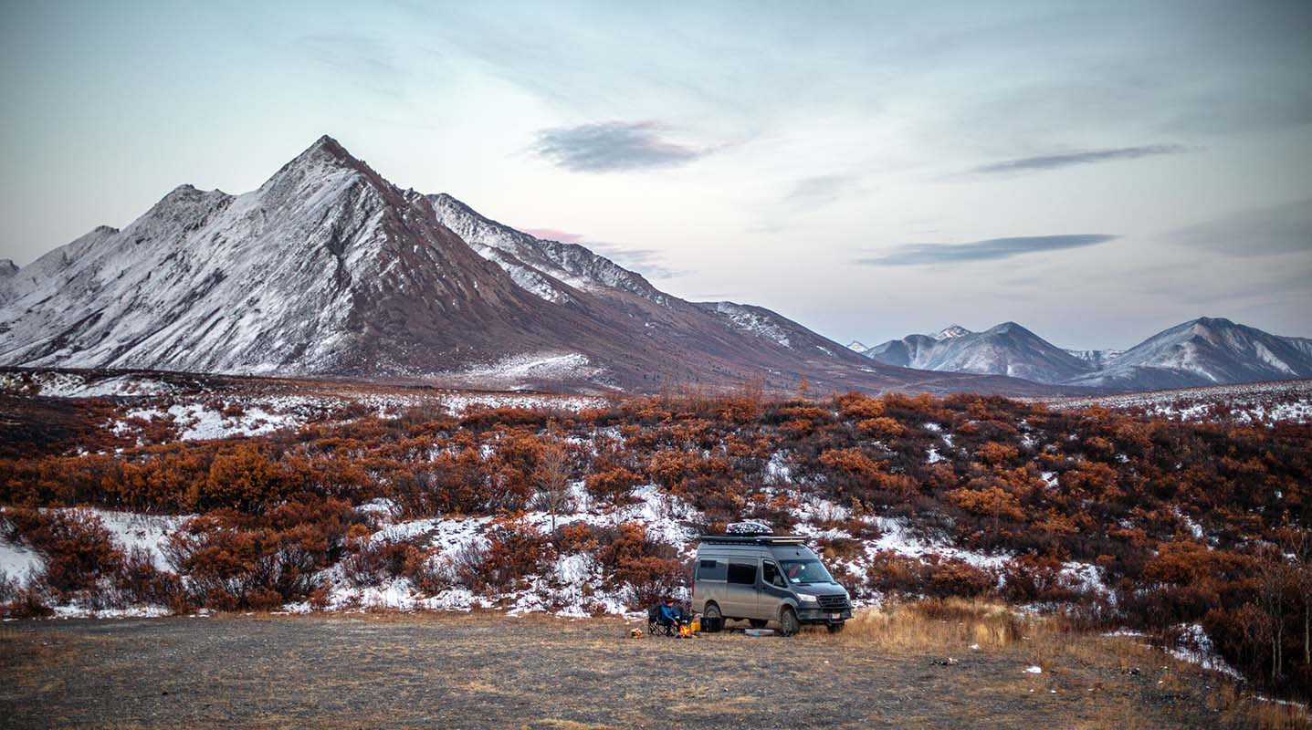 Van camping off the Dempster Highway (Northwest Territories)