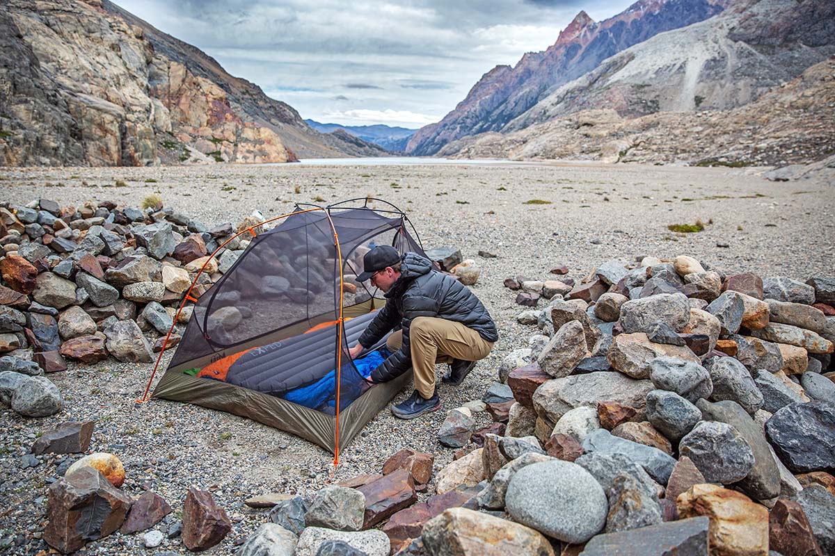 Setting up REI Quarter Dome backpacking tent