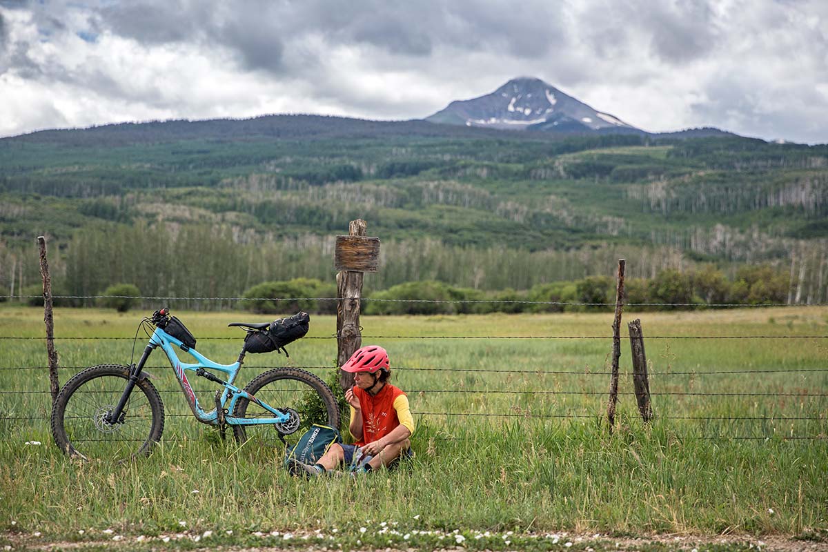 Taking a break while bikepacking