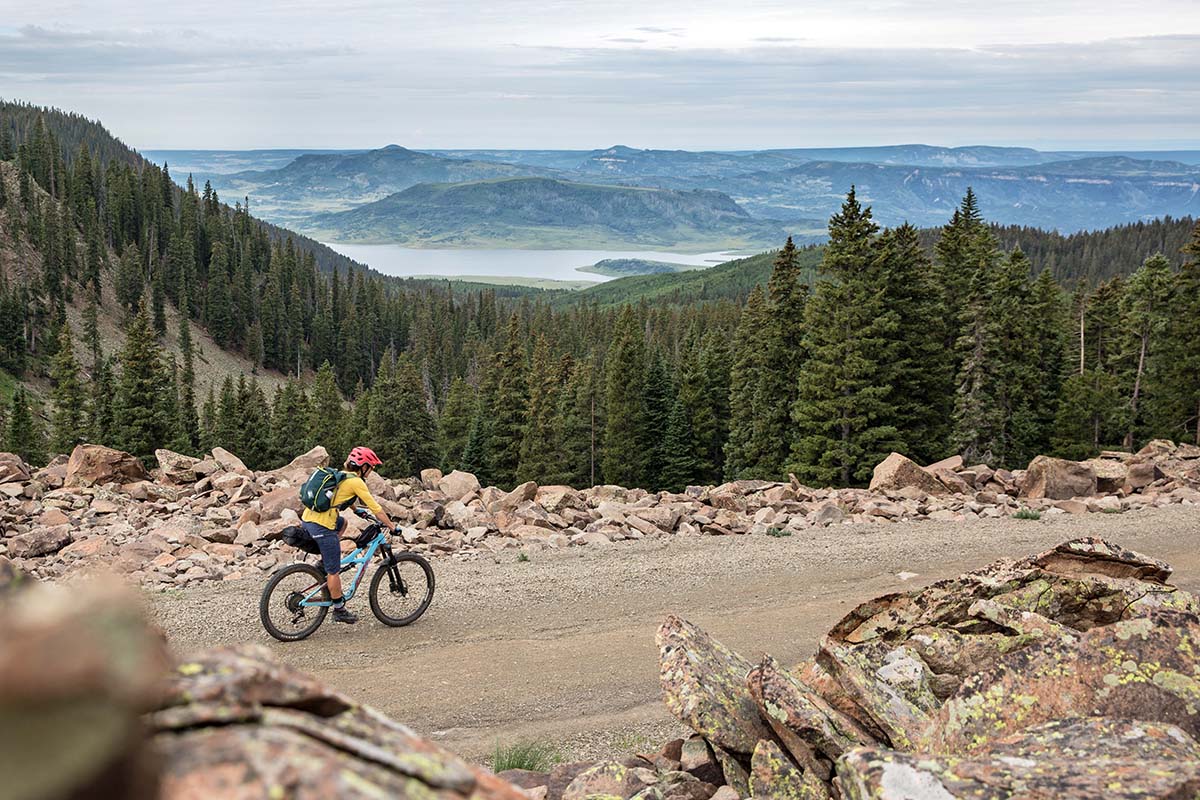 Bikepacking down a gravel road