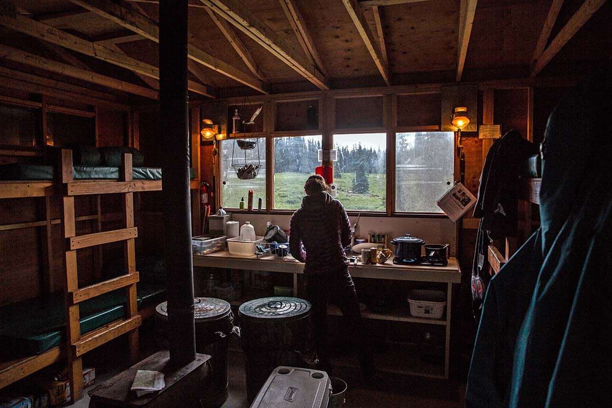 Inside of a hut in Colorado's San Juan Mountains