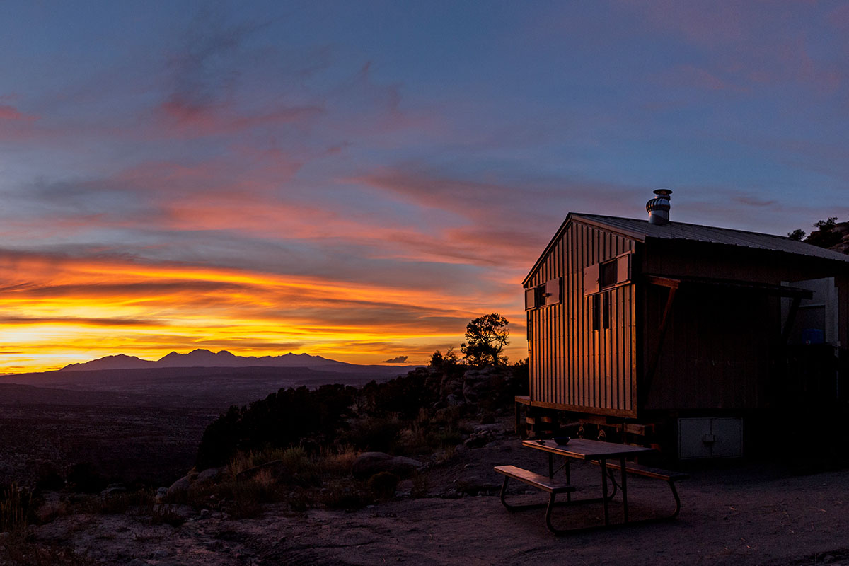 San Juan Bikepacking (sunset over hut)