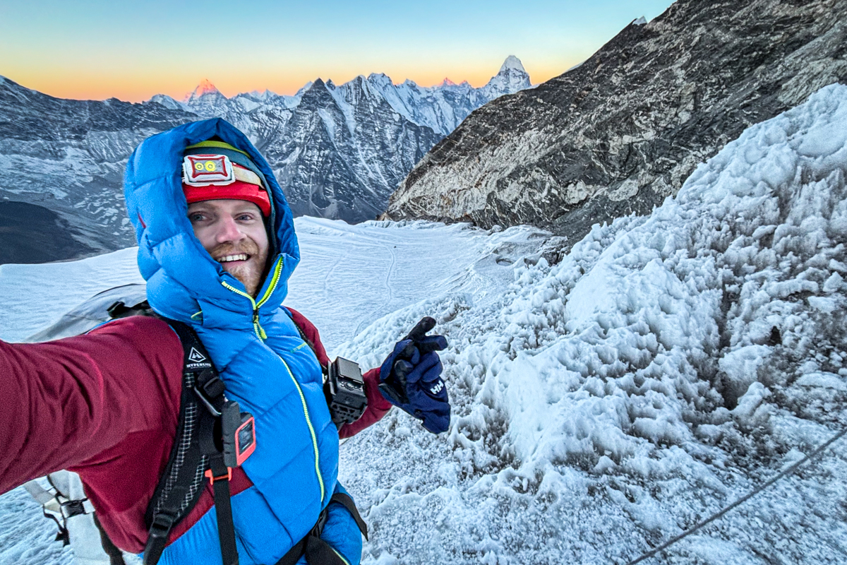 Nepal Trip Report (sun rising as we climbed Island Peak)