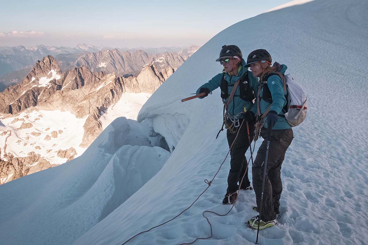 Looking at glacier crossing (Chickamin Glacier)